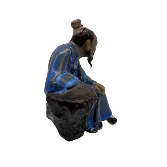 Vintage Ceramic Chinese Scholar Figurine w/ Goose 6.5" Collectible Decoration - Picture 4 of 6